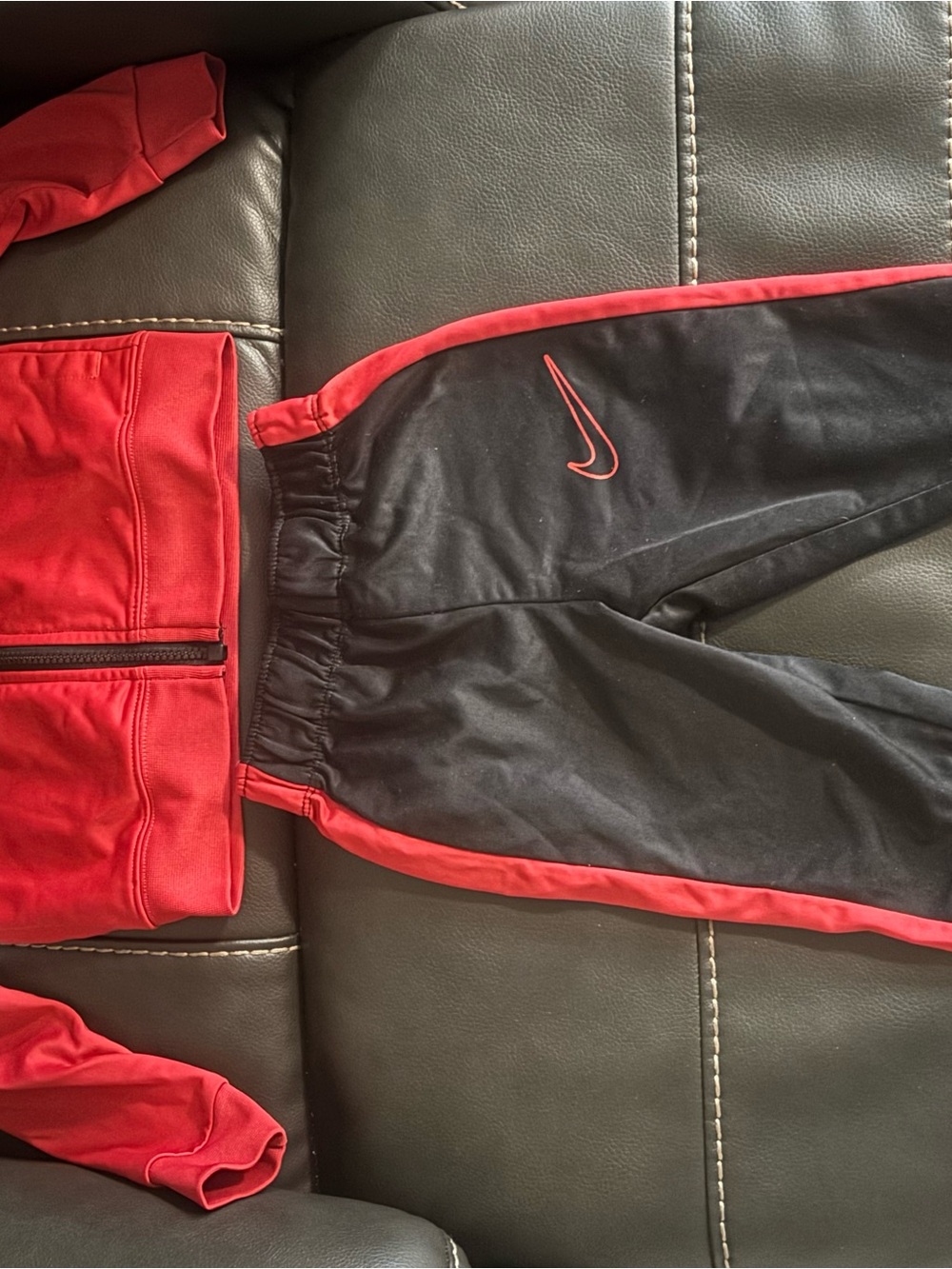 Nike Kids Black and Red Athletic Jogger Set
